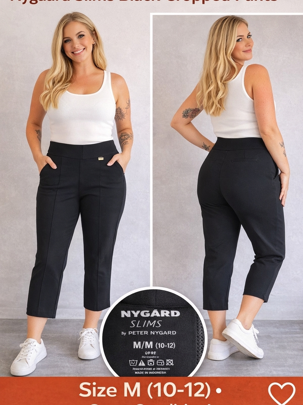 Peter Nygard Black Cropped Slim Pants